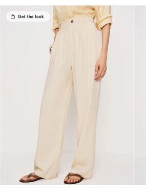 Reformation Mason Pant 
Wide-Leg Cream Trousers - High Waist Relaxed Fit